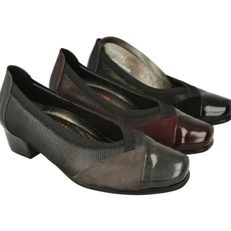 Doctor Cutillas Zapatos Salón-Salón De Con Elastico Al Hueco Y Tacon Intermedio Con Planta De Descanso Extraible Y Horma Especial