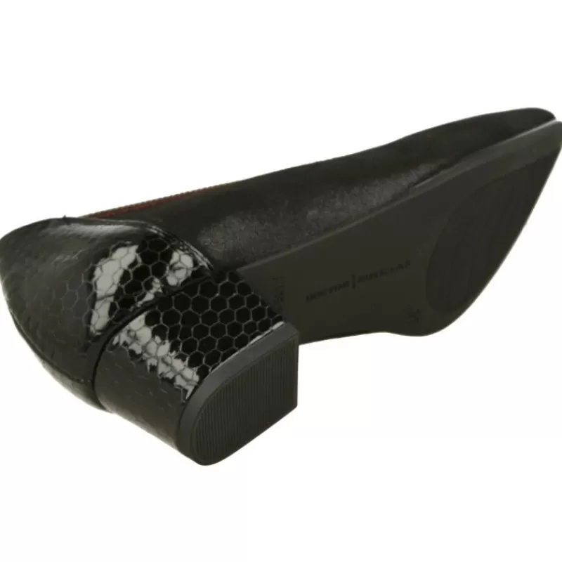 Doctor Cutillas Zapatos Ancho Especial-Salón De Escote Pico Con Bordon Contrastado, Tejido Elastico Adaptable Y Talon Y Tacon En Coco Charol. Negro