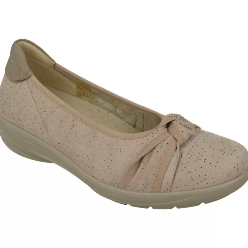 G Comfort Manoletinas-Salón De En Piel Nobuck Con Nudo En Escote, Piso De Caucho Y Planta Anatomica Extraible