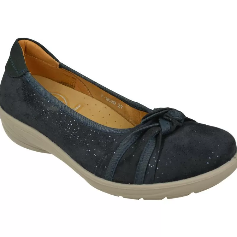 G Comfort Manoletinas-Salón De En Piel Nobuck Con Nudo En Escote, Piso De Caucho Y Planta Anatomica Extraible