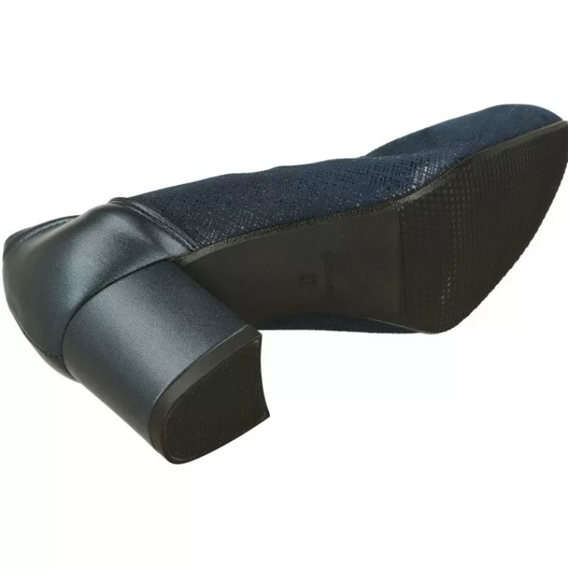 RIKO Zapatos Salón-Salón De Rico En Pala Lisa Y Piel Grabada Elastica, Escote Redondo Con Elastico Al Hueco Y Tacon Forrada De 5 Cm