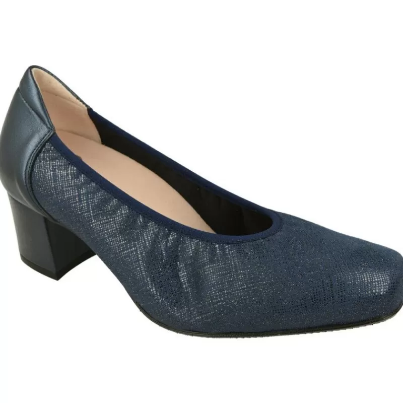 RIKO Zapatos Salón-Salón De Rico En Pala Lisa Y Piel Grabada Elastica, Escote Redondo Con Elastico Al Hueco Y Tacon Forrada De 5 Cm