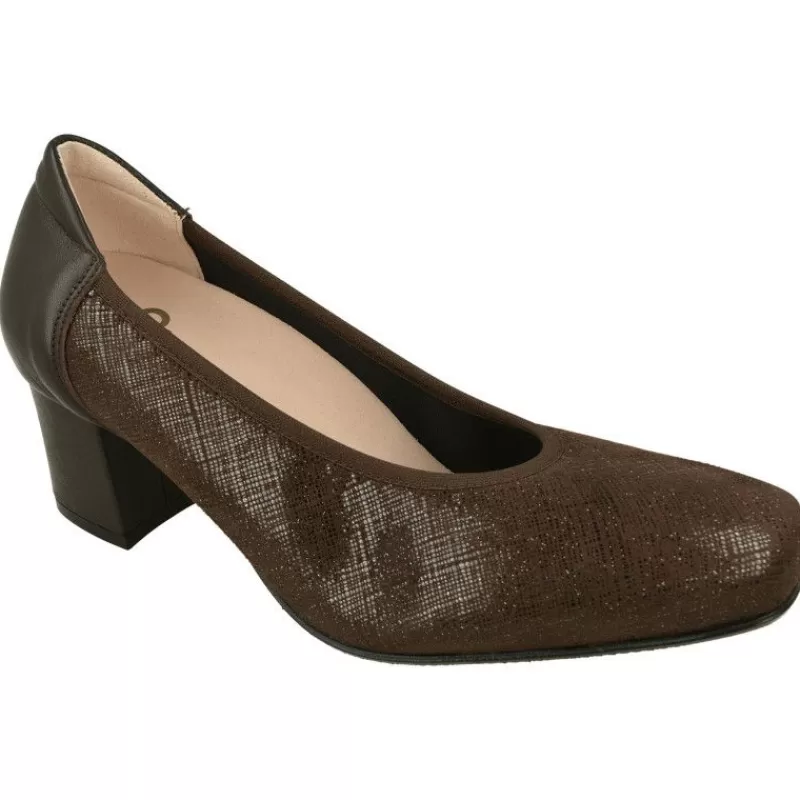 RIKO Zapatos Salón-Salón De Rico En Pala Lisa Y Piel Grabada Elastica, Escote Redondo Con Elastico Al Hueco Y Tacon Forrada De 5 Cm