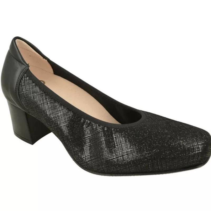 RIKO Zapatos Salón-Salón De Rico En Pala Lisa Y Piel Grabada Elastica, Escote Redondo Con Elastico Al Hueco Y Tacon Forrada De 5 Cm