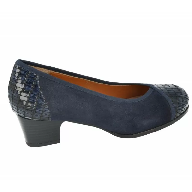 Comfort Class Zapatos Salón-Salón De Tacon Combinado En Ante Y Charol Con Planta Anatomica Movible Y Tacon De 3,5Cm