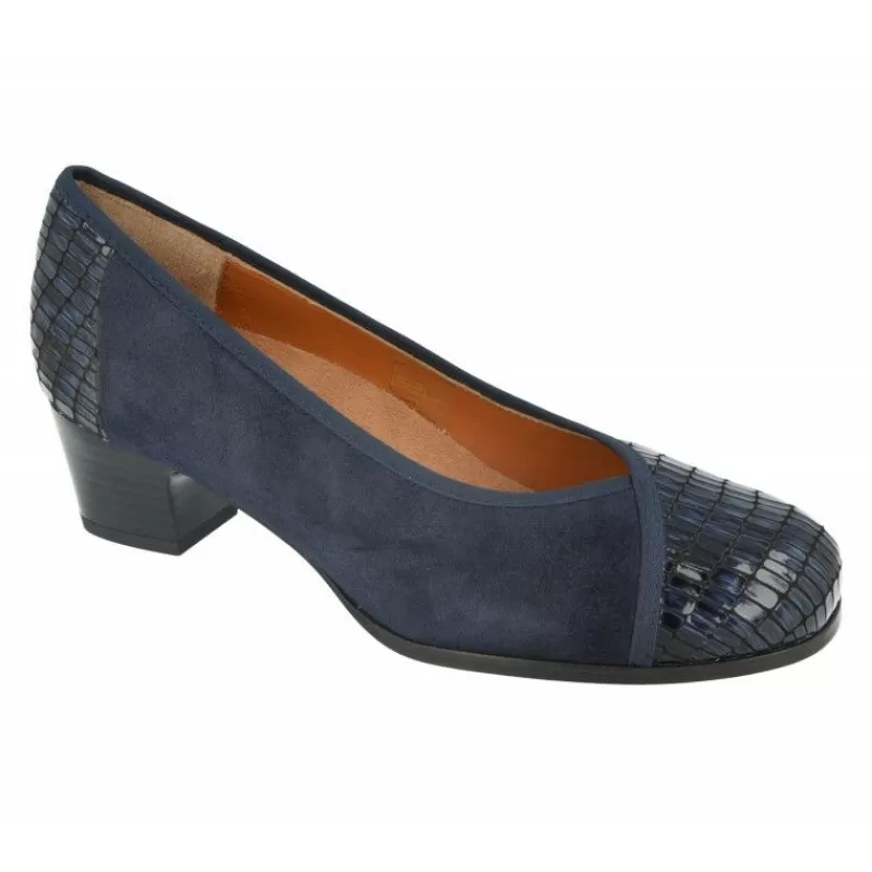 Comfort Class Zapatos Salón-Salón De Tacon Combinado En Ante Y Charol Con Planta Anatomica Movible Y Tacon De 3,5Cm