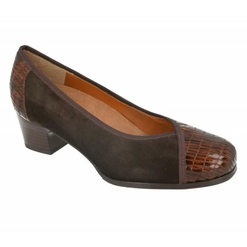 Comfort Class Zapatos Salón-Salón De Tacon Combinado En Ante Y Charol Con Planta Anatomica Movible Y Tacon De 3,5Cm