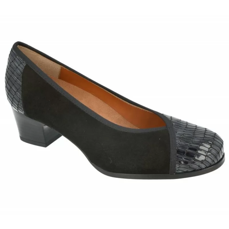 Comfort Class Zapatos Salón-Salón De Tacon Combinado En Ante Y Charol Con Planta Anatomica Movible Y Tacon De 3,5Cm