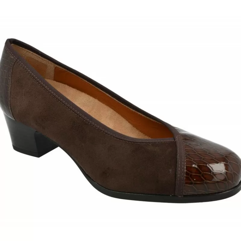 Comfort Class Zapatos Salón-Salón De Tacon Combinado En Ante Y Charol Con Planta Anatomica Movible Y Tacon De 3,5Cm
