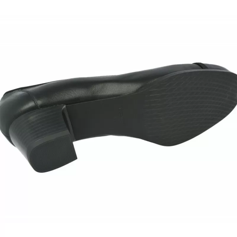 Comfort Class Zapatos Salón-Salón De Tacon En Piel De Tafilete Con Planta Movible Y Elastico Al Hueco Negro