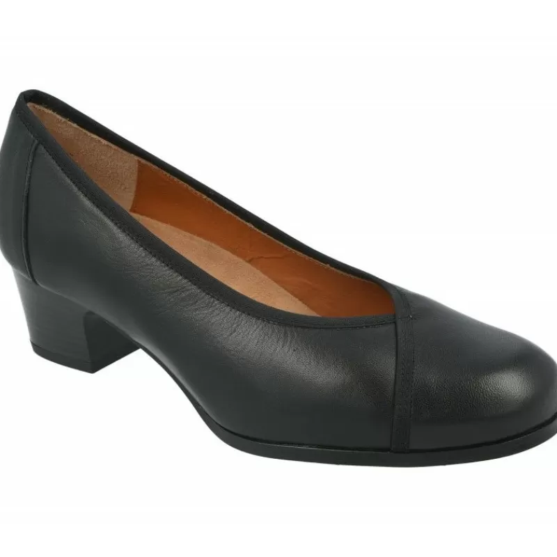 Comfort Class Zapatos Salón-Salón De Tacon En Piel De Tafilete Con Planta Movible Y Elastico Al Hueco Negro