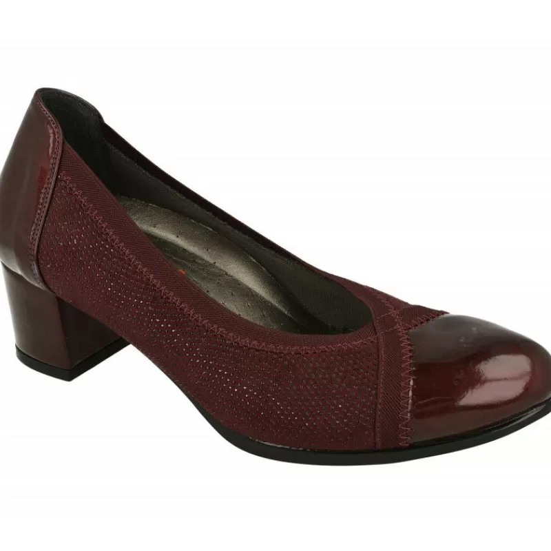 Doctor Cutillas Zapatos Salón-Salón De Tacon Del En Piel Grabada Combinada Charol, Escote Pico Y Hueco Elastico. Tacon De Base Ancha