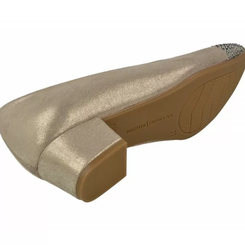 Doctor Cutillas Zapatos Salón-Salón De Tacon De Puntera Recta Con Pedreria Y Tejido Elastico Adaptable Con Planta Movible