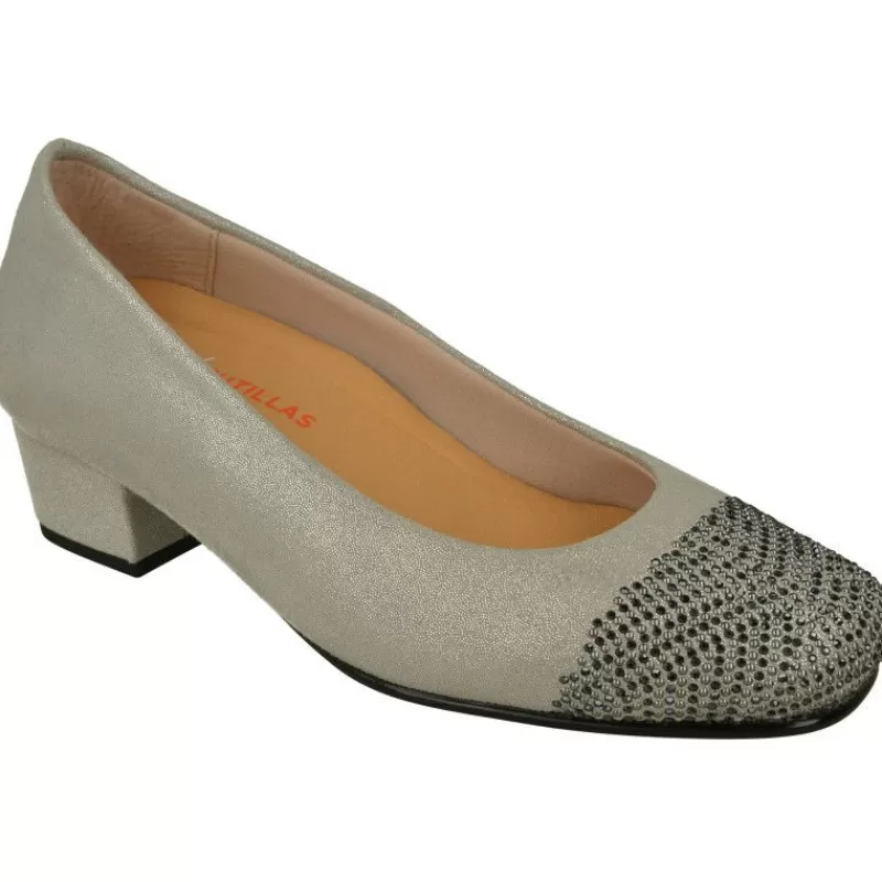 Doctor Cutillas Zapatos Salón-Salón De Tacon De Puntera Recta Con Pedreria Y Tejido Elastico Adaptable Con Planta Movible