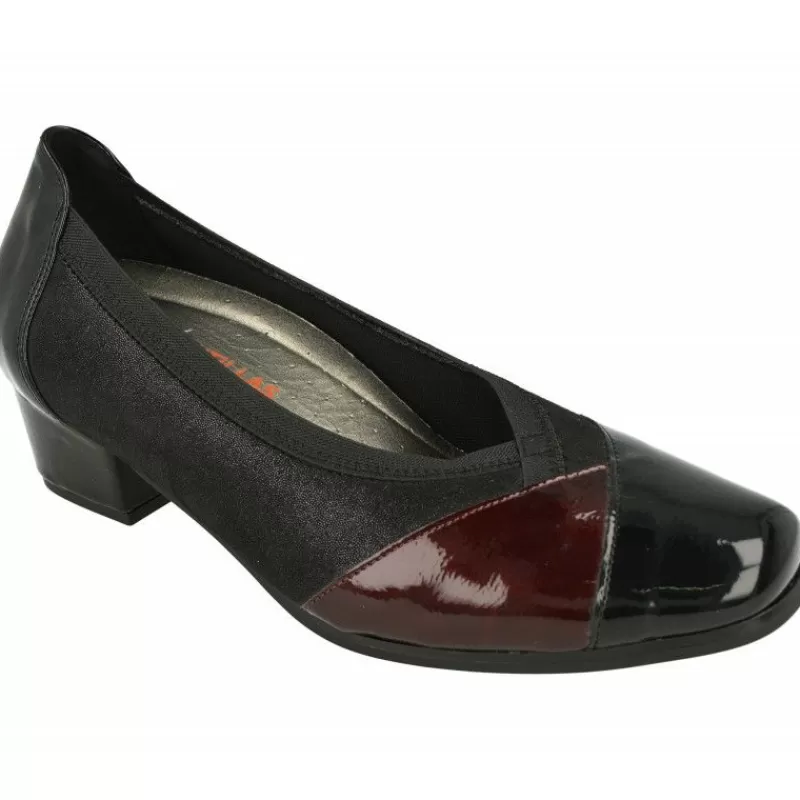 Doctor Cutillas Zapatos Salón-Salón De Tacon En Piel Elastica Con Goma Al Hueco Y Planta Extraible Negro