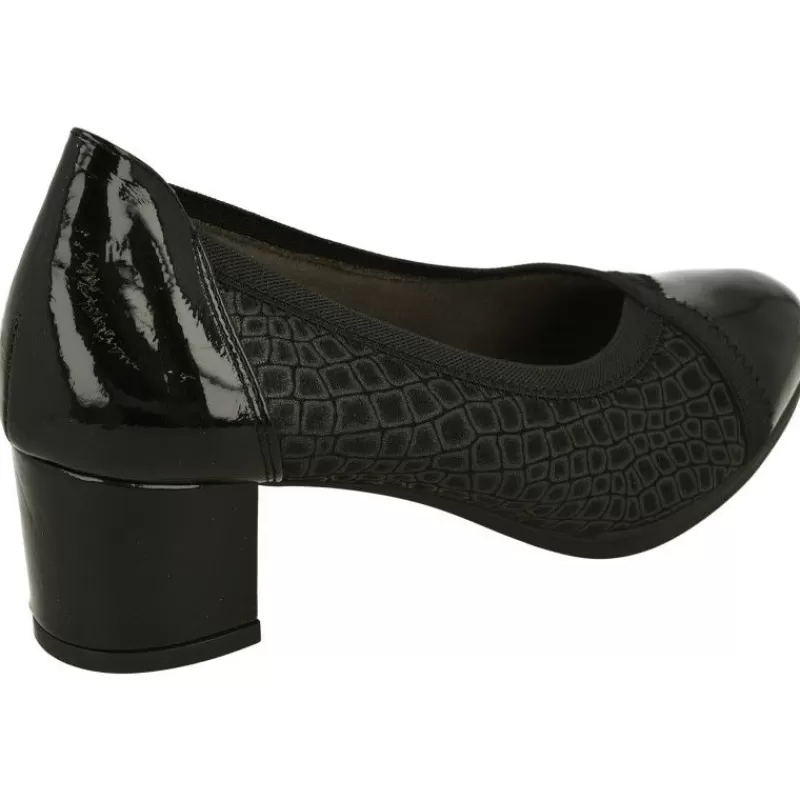 Doctor Cutillas Zapatos Salón-Salón Del Combinado En Piel Grabado Y Charol Con Puntera Recta Y Tacon De 4,5Cm, Plantilla Movible.