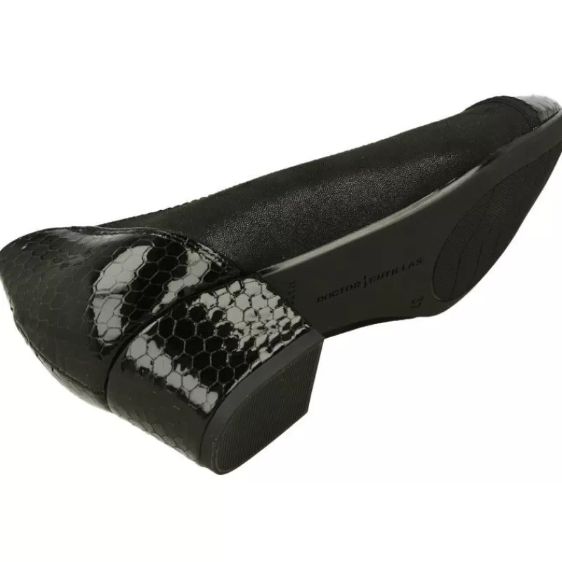 Doctor Cutillas Zapatos Salón-Salón Del De Puntera Recta Y Talon En Coco Charol Y Piel Elastica Adaptable Con Planta De Descanso Extraible