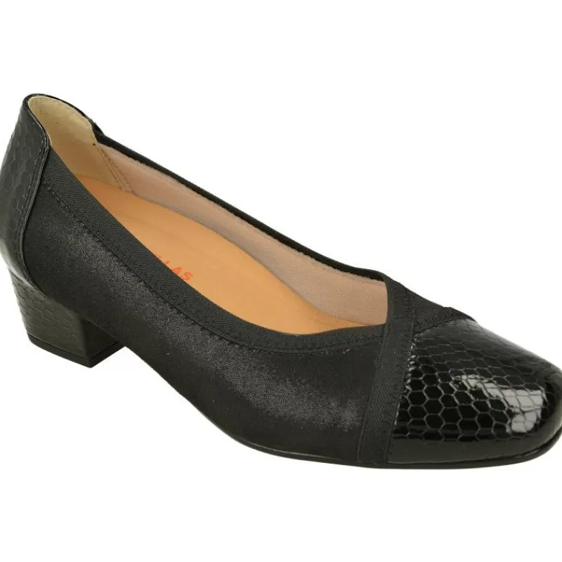 Doctor Cutillas Zapatos Salón-Salón Del De Puntera Recta Y Talon En Coco Charol Y Piel Elastica Adaptable Con Planta De Descanso Extraible
