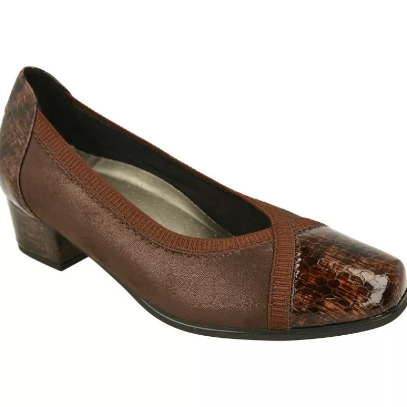Doctor Cutillas Zapatos Salón-Salón Del De Puntera Recta Y Talon En Coco Charol Y Piel Elastica Adaptable Con Planta De Descanso Extraible