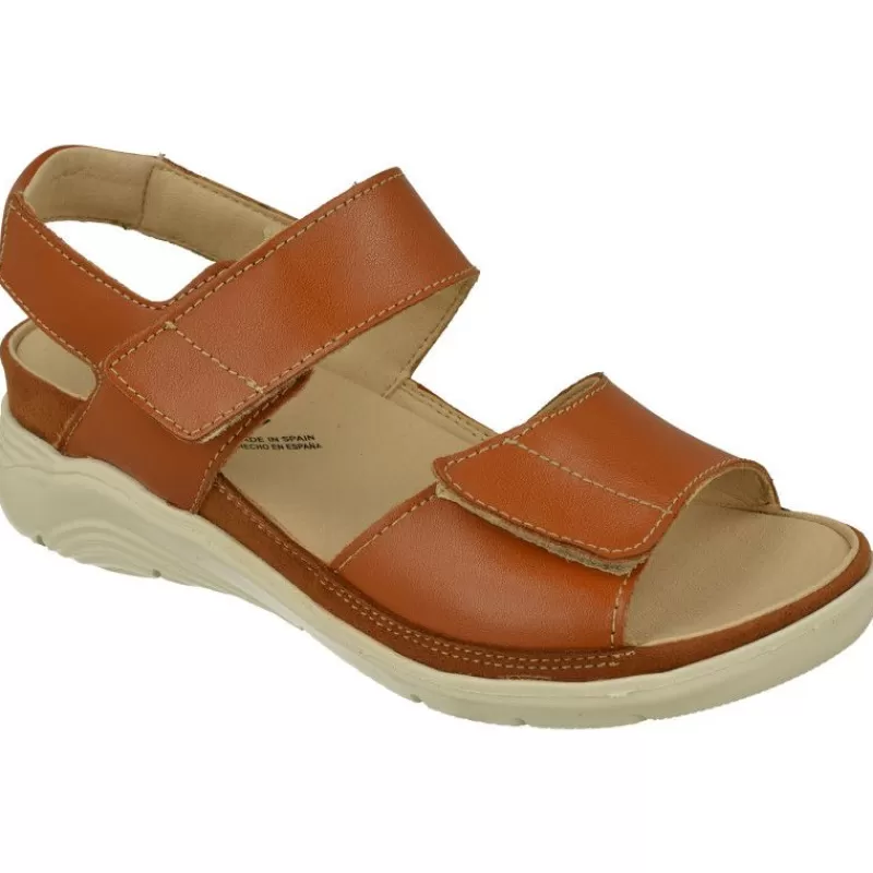Baerchi Sandalias-Sandalia De Con Doble Tira De Velcro Ajustable En Piel Vacuna Y Piso De Poliuretano Con Planta Extraible