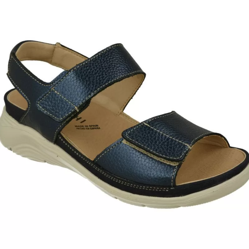 Baerchi Sandalias-Sandalia De Con Doble Tira De Velcro Ajustable En Piel Vacuna Y Piso De Poliuretano Con Planta Extraible