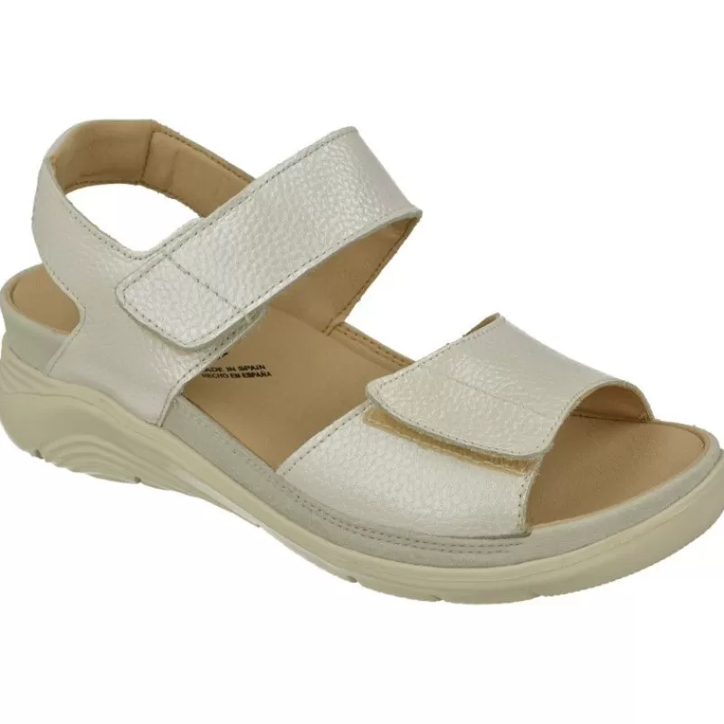Baerchi Sandalias-Sandalia De Con Doble Tira De Velcro Ajustable En Piel Vacuna Y Piso De Poliuretano Con Planta Extraible