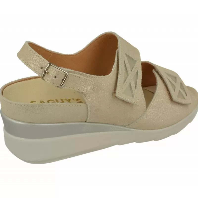 Calzamedi Sandalias-Sandalia De Con Doble Tira De Velcro Ajustable, Piel Brillos Y Planta Anatomica Con Cazoleta Para Plantillas