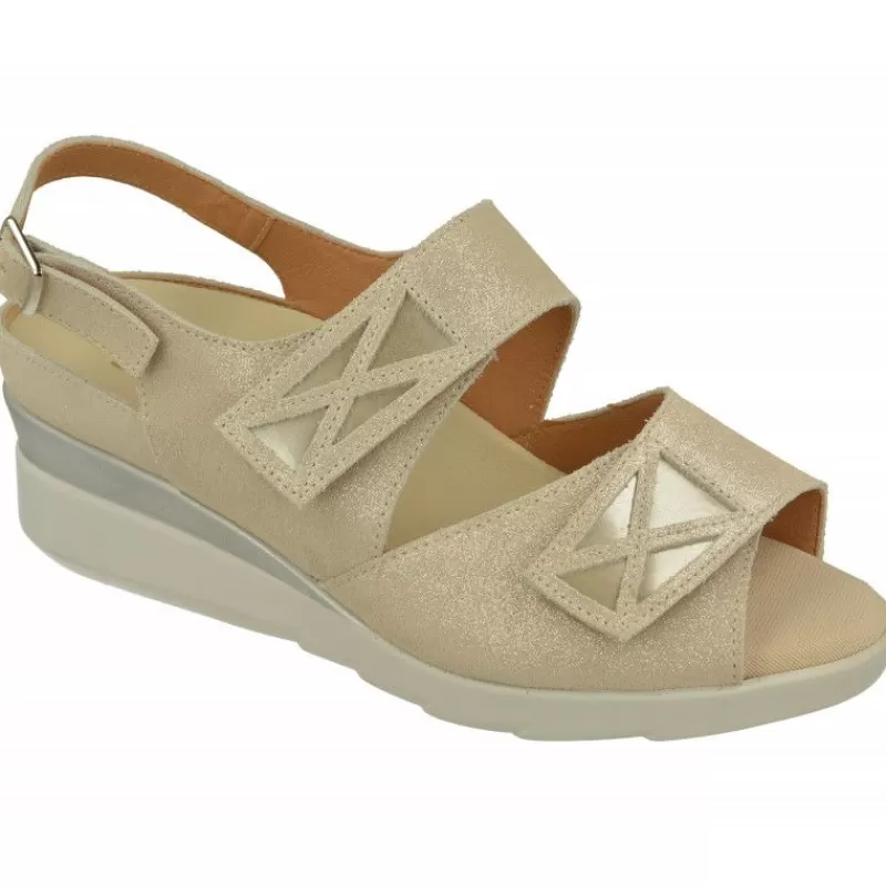 Calzamedi Sandalias-Sandalia De Con Doble Tira De Velcro Ajustable, Piel Brillos Y Planta Anatomica Con Cazoleta Para Plantillas