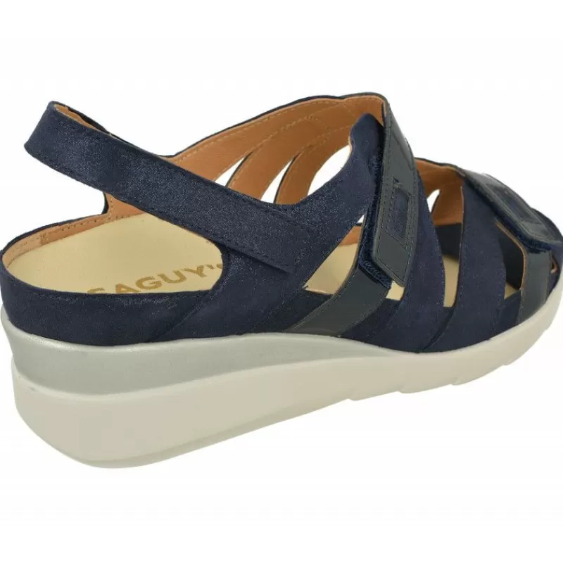 Calzamedi Sandalias-Sandalia De De Tiras Cruzadas Con Ajuste Por Velcro En Piel Combinada Con Charol, Planta Extraible Con Doble Cazoleta