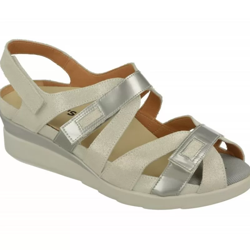 Calzamedi Sandalias-Sandalia De De Tiras Cruzadas Con Ajuste Por Velcro En Piel Combinada Con Charol, Planta Extraible Con Doble Cazoleta