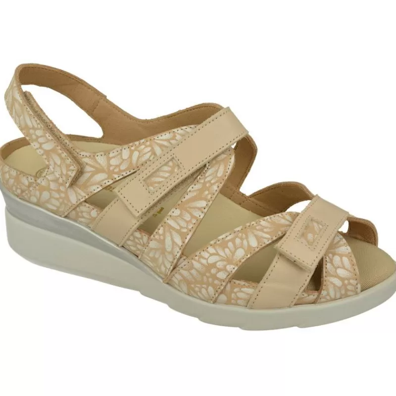 Calzamedi Sandalias-Sandalia De De Tiras Cruzadas Con Ajuste Por Velcro En Piel Combinada Con Charol, Planta Extraible Con Doble Cazoleta