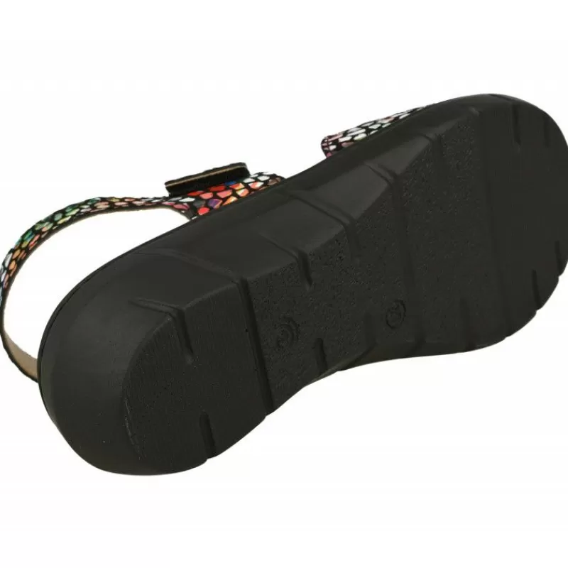 Calzamedi Sandalias-Sandalia De En Piel Vidriera Con Doble Tira De Velcro Ajustable Y Planta De Descanso Movible. Negro
