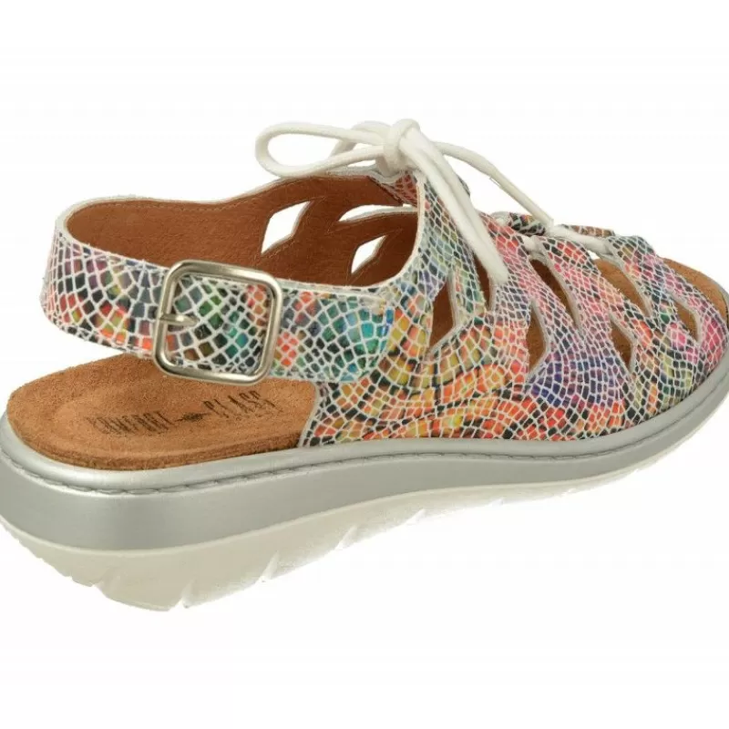 Comfort Class Sandalias-Sandalia De Comforclass Con Cordones Y Apertura Total En Piel Grabada Con Piso Aligerado Y Planta De Descanso