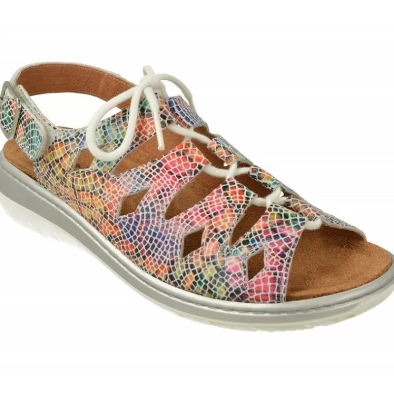 Comfort Class Sandalias-Sandalia De Comforclass Con Cordones Y Apertura Total En Piel Grabada Con Piso Aligerado Y Planta De Descanso