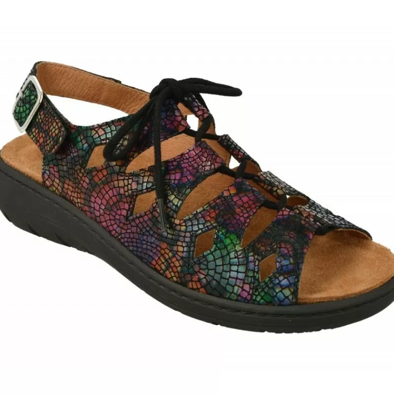 Comfort Class Sandalias-Sandalia De Comforclass Con Cordones Y Apertura Total En Piel Grabada Con Piso Aligerado Y Planta De Descanso