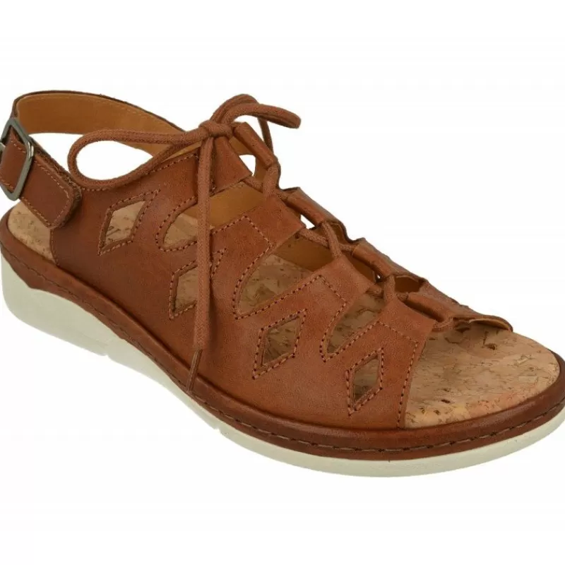Comfort Class Sandalias-Sandalia De Acordonada Con Apertura Total, Piso De Poliuretano Al Tono Y Planta De Descanso Extraible