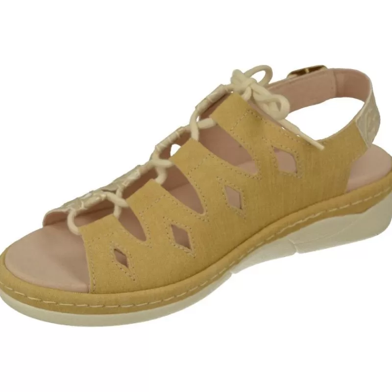 Comfort Class Sandalias-Sandalia De Acordonada Extra Ancha En Piel Grabada, Piso De Poliuretano Y Planta Anatomica Extraible