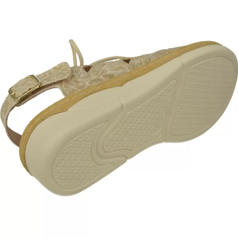 Comfort Class Sandalias-Sandalia De Acordonada Extra Ancha En Piel Grabada, Piso De Poliuretano Y Planta Anatomica Extraible