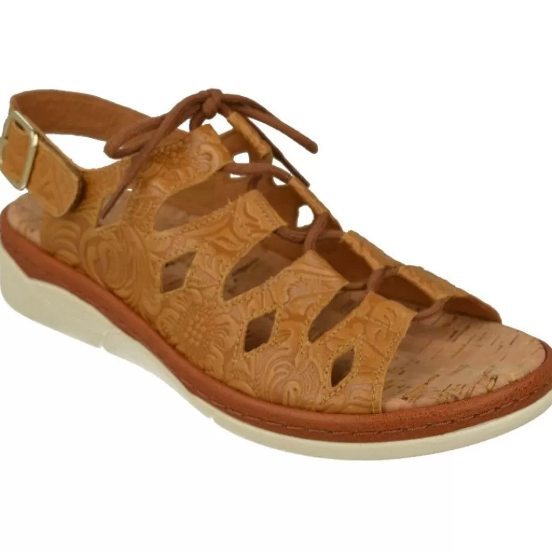 Comfort Class Sandalias-Sandalia De Acordonada Extra Ancha En Piel Grabada, Piso De Poliuretano Y Planta Anatomica Extraible