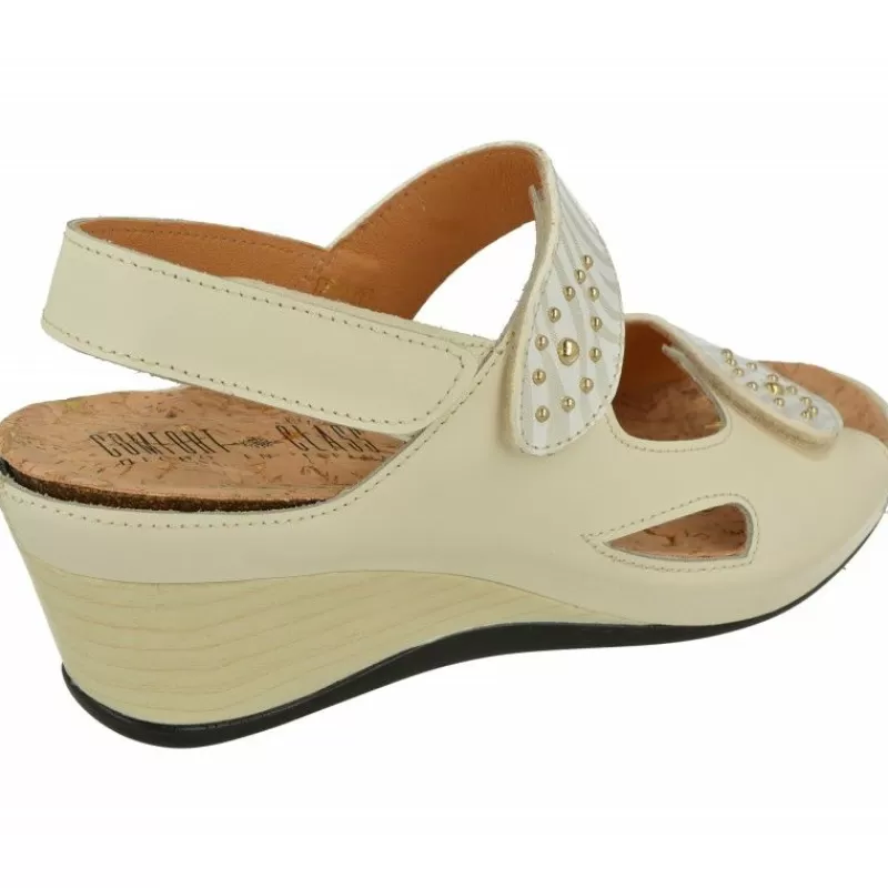 Comfort Class Sandalias-Sandalia De Con Doble Tira De Velcro Ajustable De Piel Estampada Con Cuna Contrastada Y Piso De Descanso