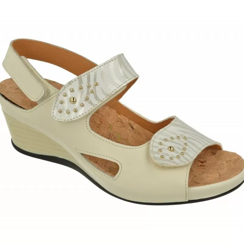 Comfort Class Sandalias-Sandalia De Con Doble Tira De Velcro Ajustable De Piel Estampada Con Cuna Contrastada Y Piso De Descanso