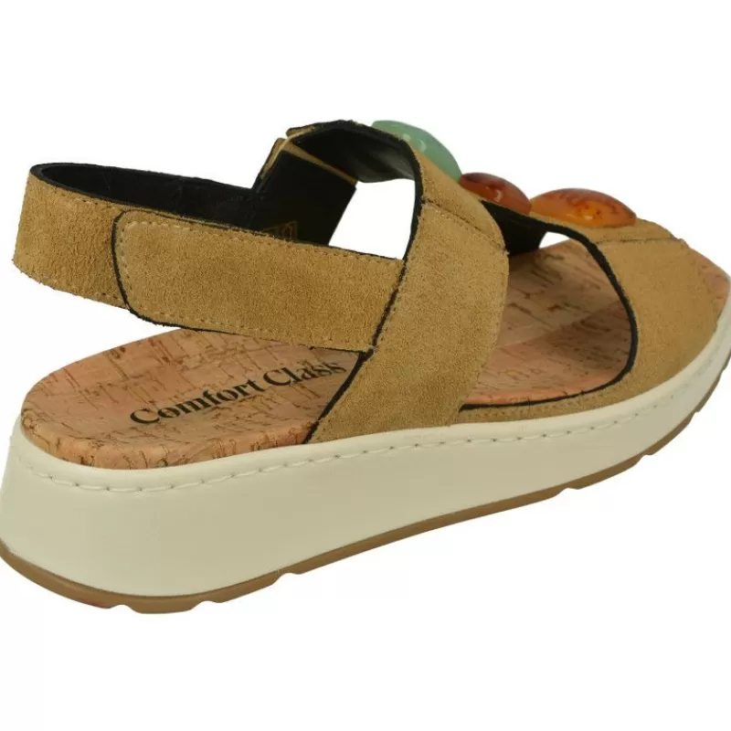 Comfort Class Sandalias-Sandalia De Con Elasticos Y Piedras En Pala, Piel Serraje Y Planta Antomica Extraible Con Piso De Cuna Corrida De