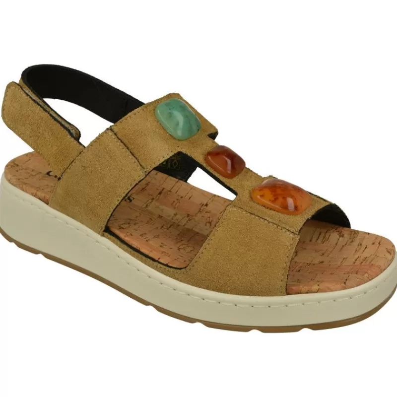 Comfort Class Sandalias-Sandalia De Con Elasticos Y Piedras En Pala, Piel Serraje Y Planta Antomica Extraible Con Piso De Cuna Corrida De