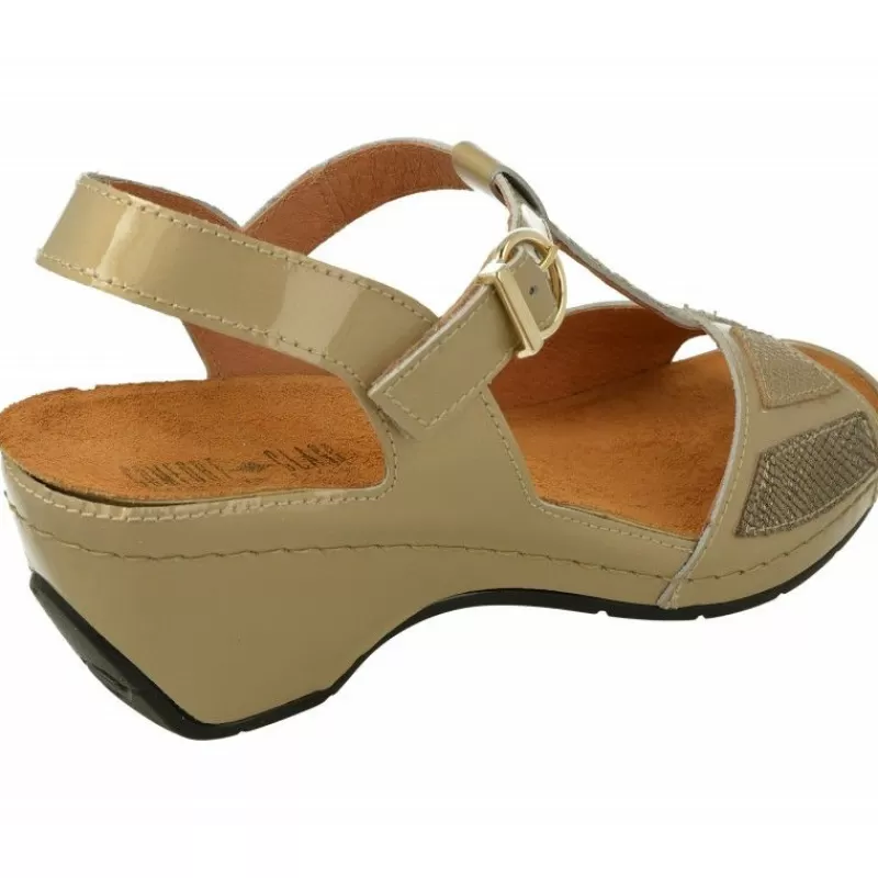 Comfort Class Sandalias-Sandalia De Con Tira Central Y Pana Combinada Grabado Con Planta De Descanso Extraible