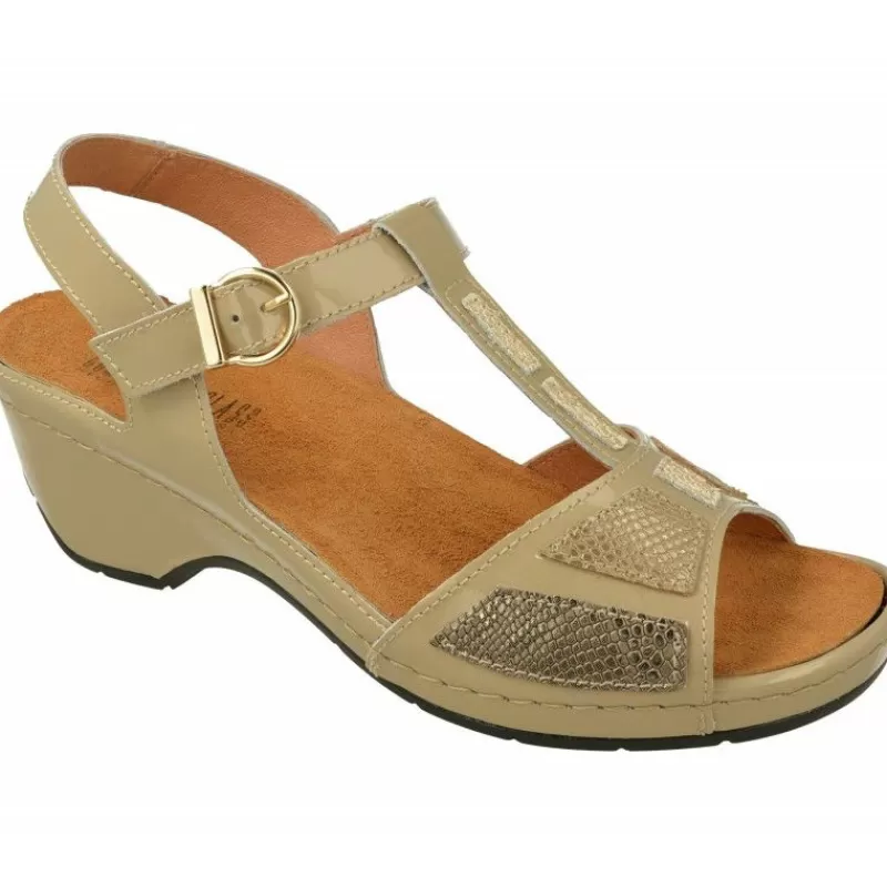 Comfort Class Sandalias-Sandalia De Con Tira Central Y Pana Combinada Grabado Con Planta De Descanso Extraible