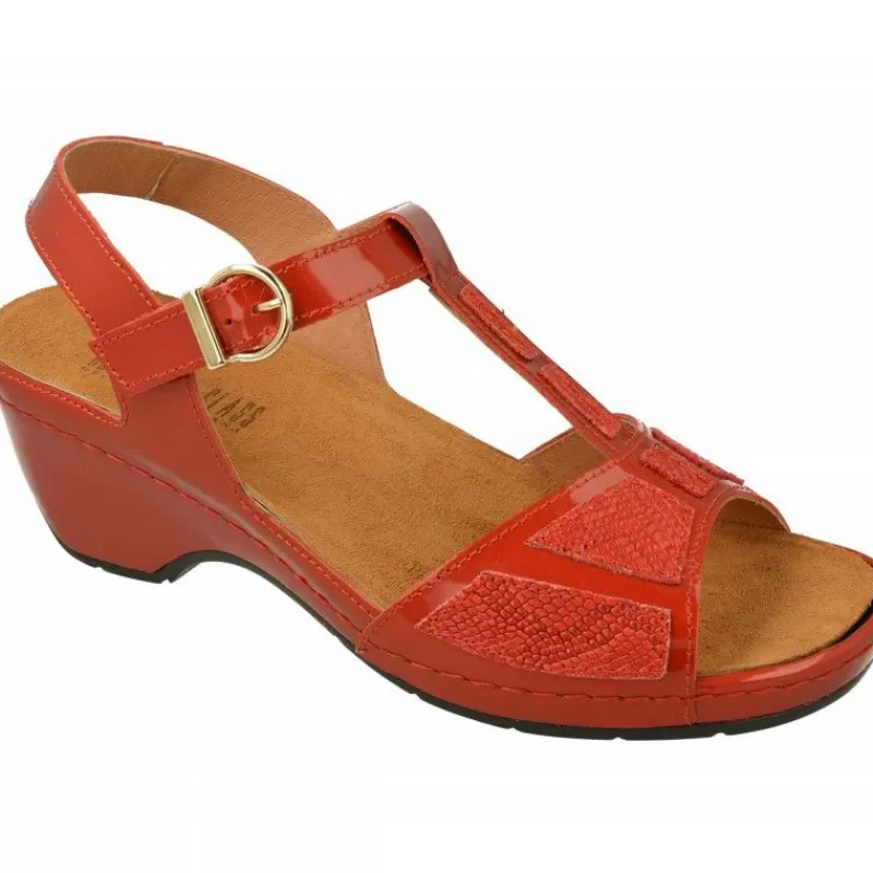 Comfort Class Sandalias-Sandalia De Con Tira Central Y Pana Combinada Grabado Con Planta De Descanso Extraible