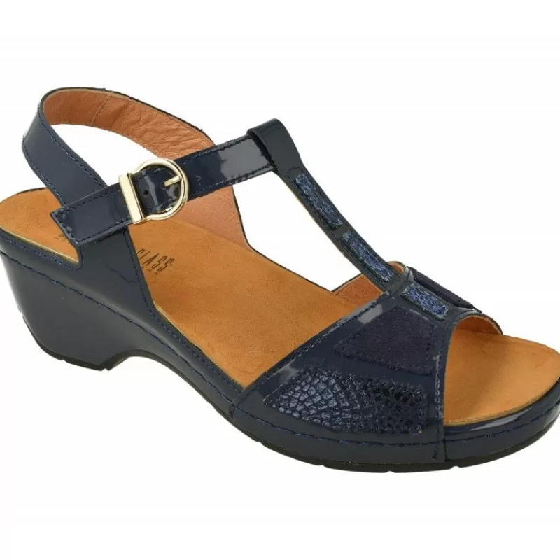 Comfort Class Sandalias-Sandalia De Con Tira Central Y Pana Combinada Grabado Con Planta De Descanso Extraible