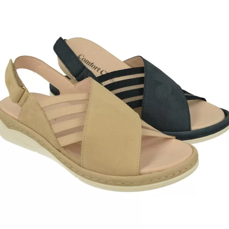 Comfort Class Sandalias-Sandalia De Con Tira Cruzada Y Elasticos Laterales, Piso De Poliuretano Y Planta Extraible