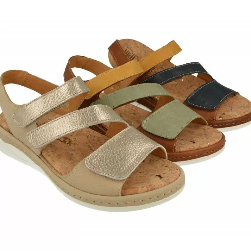 Comfort Class Sandalias-Sandalia De Con Tiras Cruzadas Combinadas, Piso De Poliuretano Y Planta De Descanso Extraible