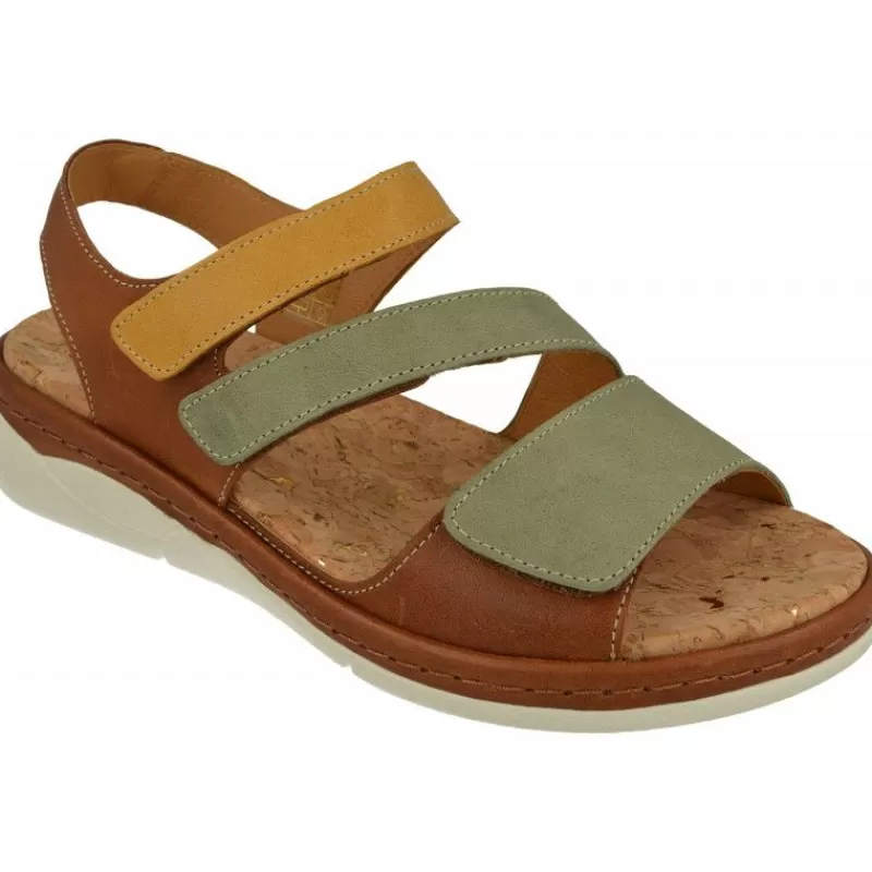 Comfort Class Sandalias-Sandalia De Con Tiras Cruzadas Combinadas, Piso De Poliuretano Y Planta De Descanso Extraible